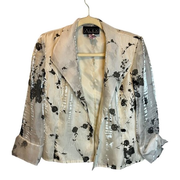 Alex Evenings Jackets & Blazers - Alex‎ Evenings Jacket Women's Size Small Sheer Leaves White Formal
